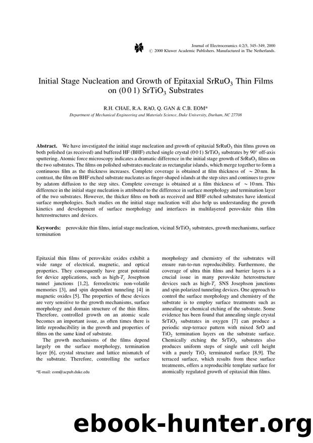 Initial Stage Nucleation and Growth of Epitaxial SrRuO<Subscript>3<Subscript> Thin Films on (0 0 1) SrTiO<Subscript>3<Subscript> Substrates by Unknown