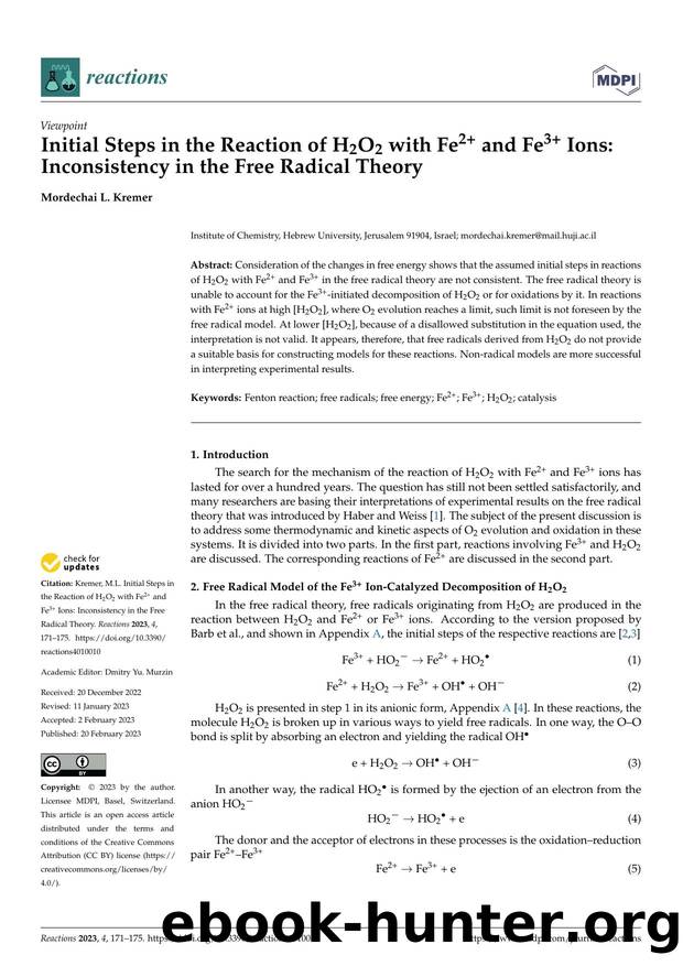 Initial Steps in the Reaction of H2O2 with Fe2+ and Fe3+ Ions: Inconsistency in the Free Radical Theory by Mordechai L. Kremer