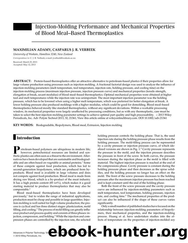 InjectionMolding Performance and Mechanical Properties of Blood MealBased Thermoplastics by F-W-344