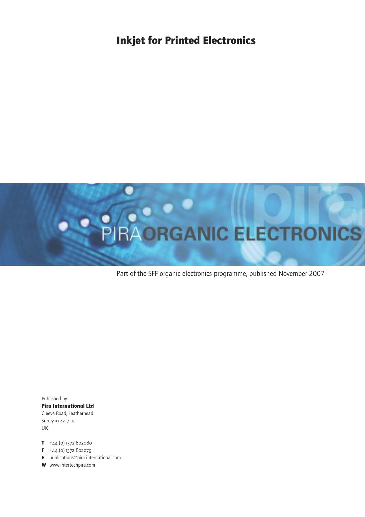 Inkjet for Printed Electronics by Pira International Ltd