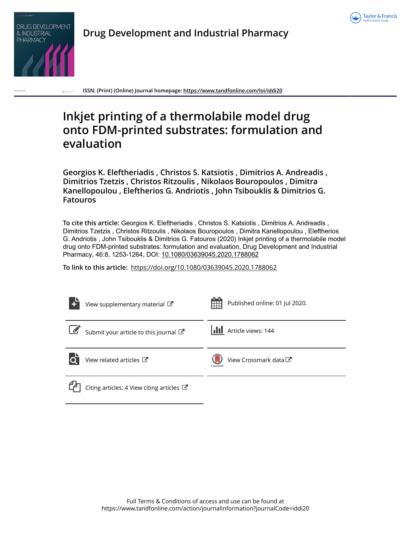 Inkjet printing of a thermolabile model drug onto FDM-printed substrates: formulation and evaluation by unknow