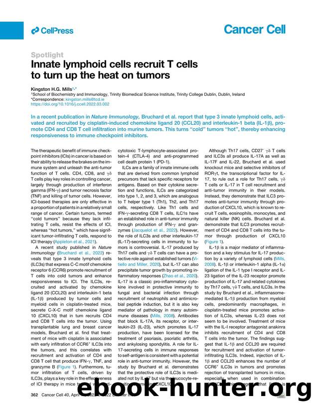 Innate lymphoid cells recruit T&nbsp;cells to turn up the heat on tumors by Kingston H.G. Mills