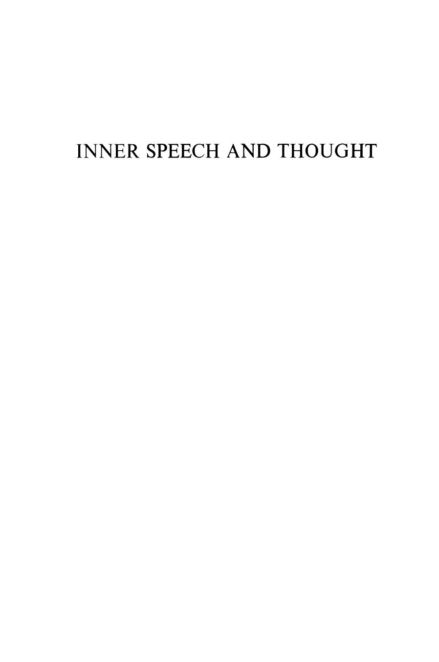 Inner Speech and Thought by A. N. Sokolov (auth.) Donald B. Lindsley (eds.)