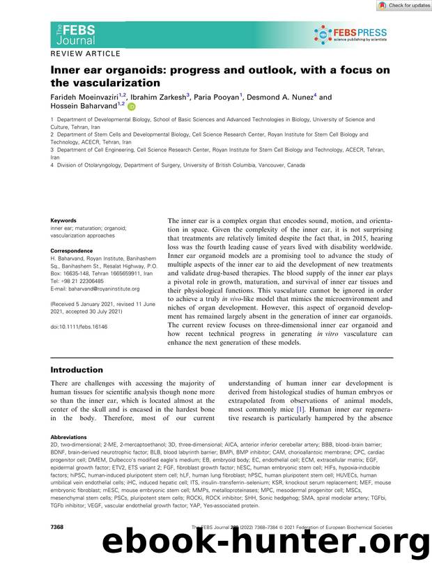 Inner ear organoids: progress and outlook, with a focus on the vascularization by Unknown
