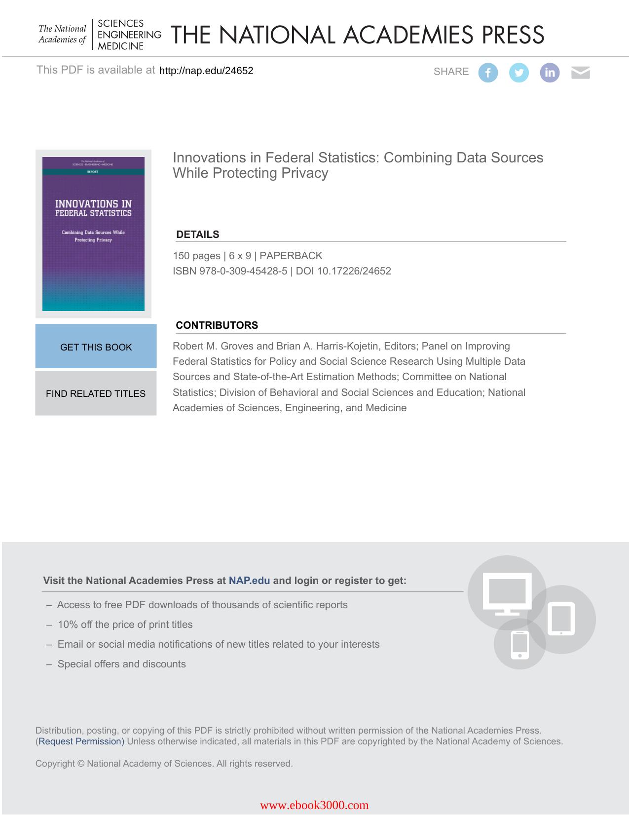 Innovations in Federal Statistics: Combining Data Sources While Protecting Privacy by Unknow
