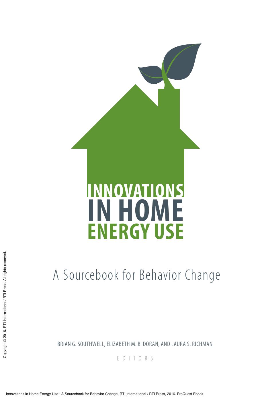 Innovations in Home Energy Use : A Sourcebook for Behavior Change by Brian G. Southwell; Elizabeth M. B. Doran; Laura S. Richman