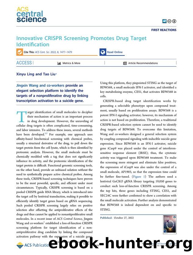 Innovative CRISPR Screening Promotes Drug Target Identification by Xinyu Ling & Tao Liu (ORCID: g/0000-0001-5347-5892)