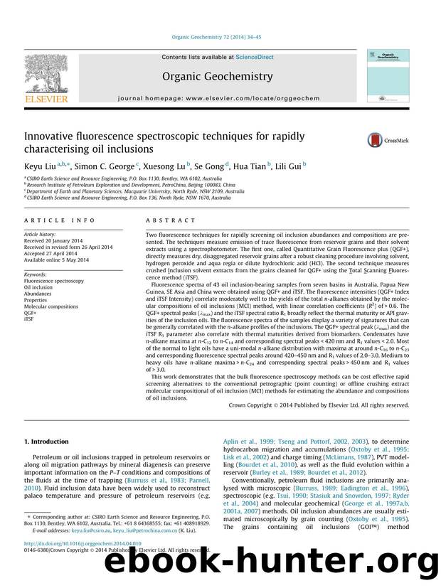Innovative fluorescence spectroscopic techniques for rapidly characterising oil inclusions by Keyu Liu & Simon C. George & Xuesong Lu & Se Gong & Hua Tian & Lili Gui
