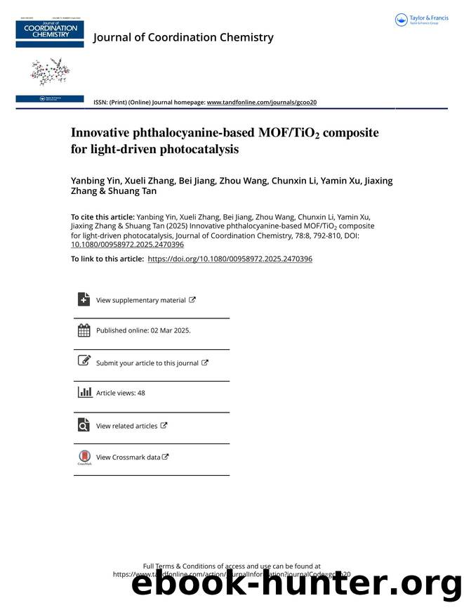 Innovative phthalocyanine-based MOFTiO2 composite for light-driven photocatalysis by unknow