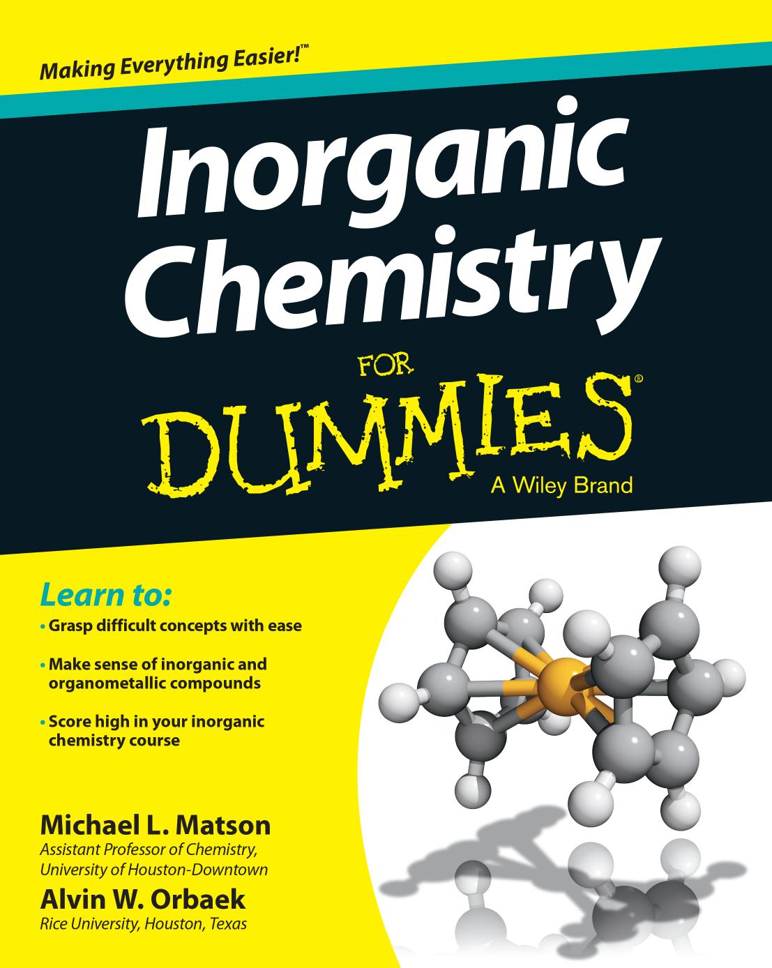 Inorganic Chemistry For Dummies by Michael Matson Alvin W. Orbaek