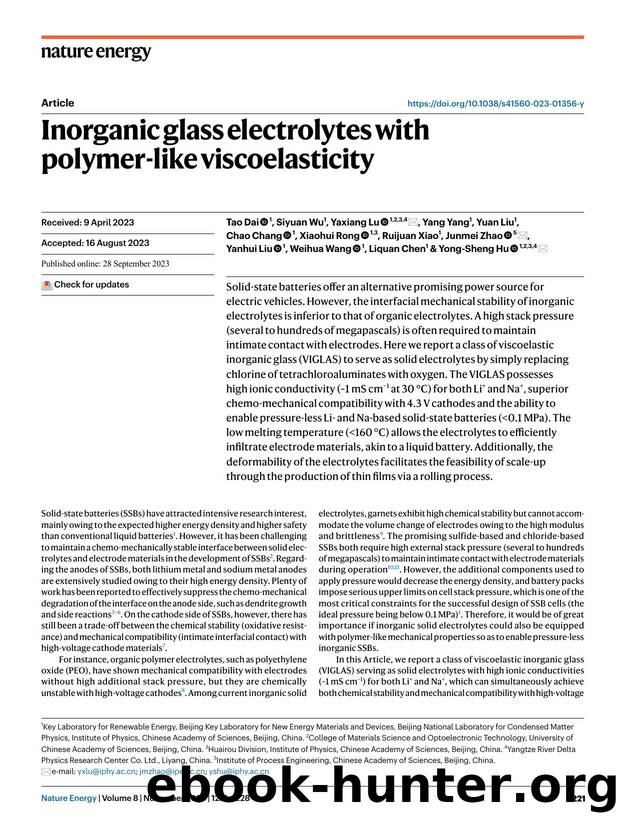 Inorganic glass electrolytes with polymer-like viscoelasticity by unknow