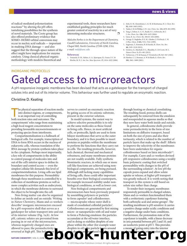 Inorganic protocells: Gated access to microreactors by Christine D. Keating
