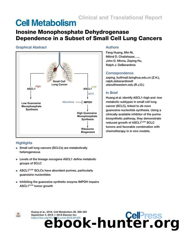 Inosine Monophosphate Dehydrogenase Dependence in a Subset of Small Cell Lung Cancers by unknow