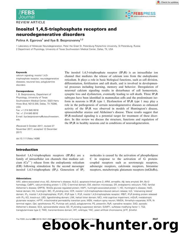 Inositol 1,4,5âtrisphosphate receptors and neurodegenerative disorders by Unknown