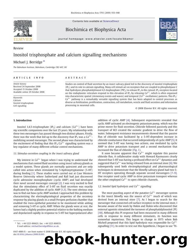 Inositol trisphosphate and calcium signalling mechanisms by Michael J. Berridge