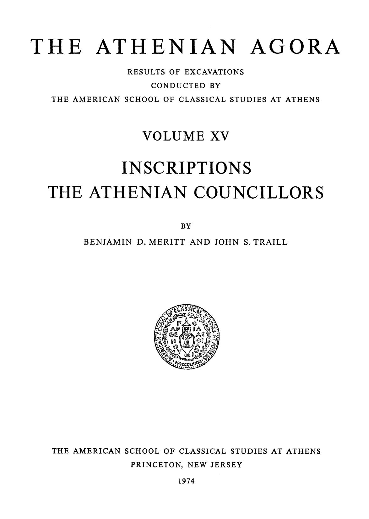 Inscriptions: The Athenian Councillors by Inscriptions ~ The Athenian Councillors