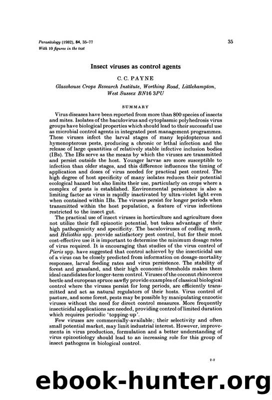 Insect viruses as control agents by C. C. Payne