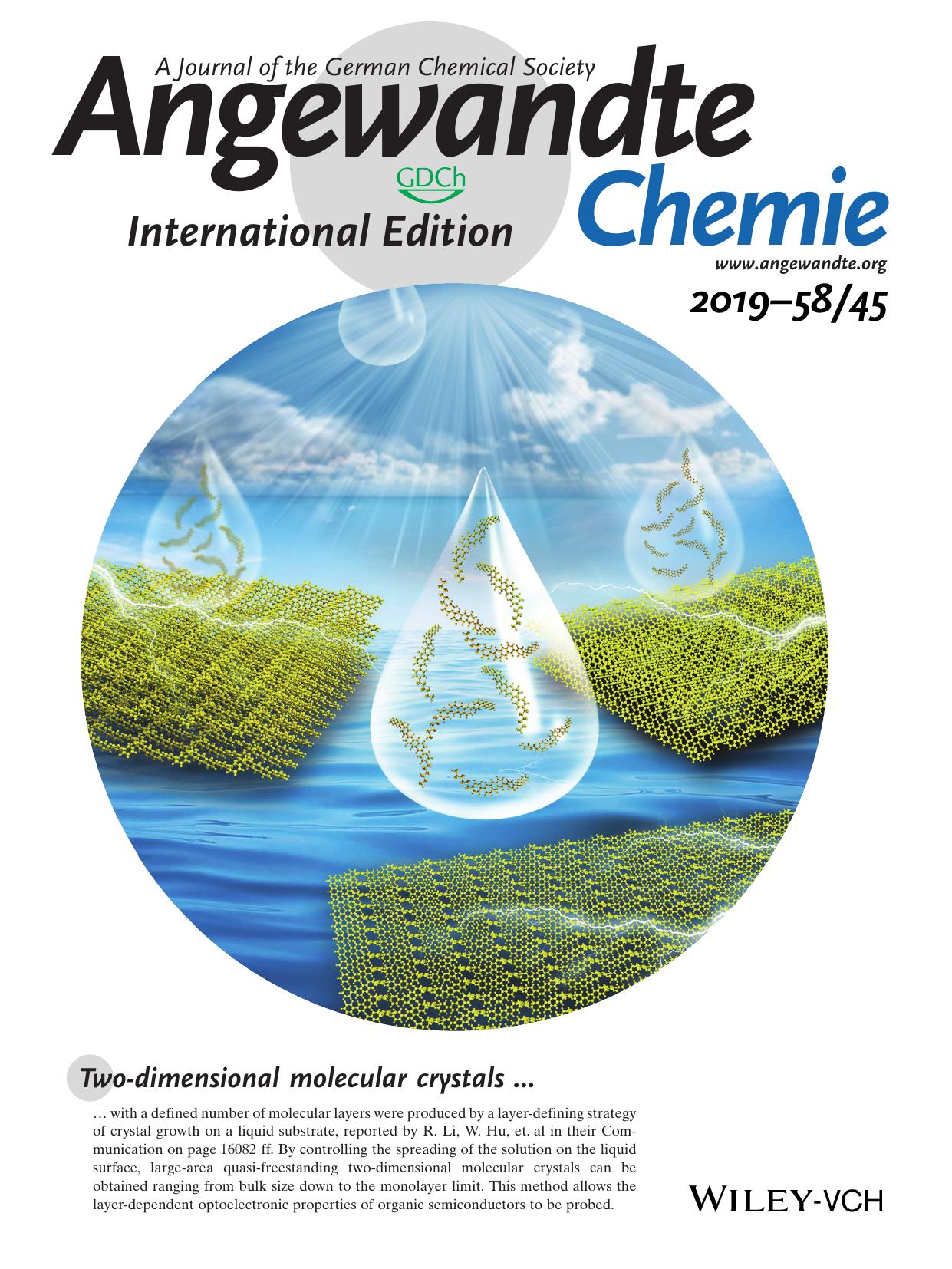 Inside Back Cover: LayerâDefining Strategy to Grow TwoâDimensional Molecular Crystals on a Liquid Surface down to the Monolayer Limit (Angew. Chem. Int. Ed. 452019) by Unknown