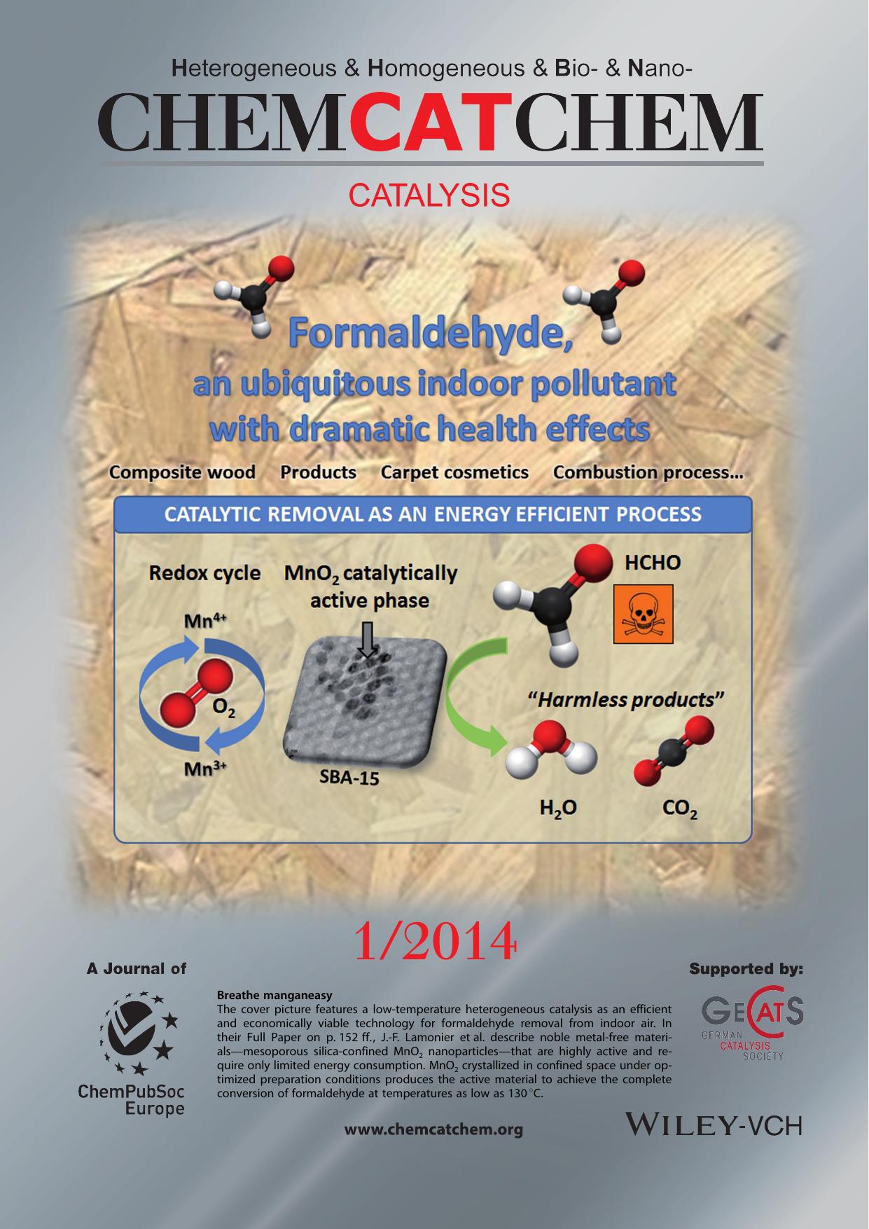 Inside Back Cover: Mesoporous SilicaConfined Manganese Oxide Nanoparticles as Highly Efficient Catalysts for the LowTemperature Elimination of Formaldehyde (ChemCatChem 12014) by Unknown