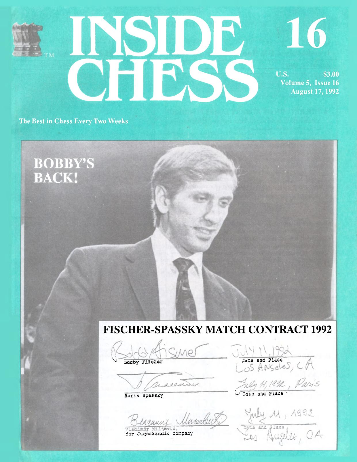 Inside Chess - Vol.5,No.16 (17-Aug-1992)) by GM Yasser Seirawan