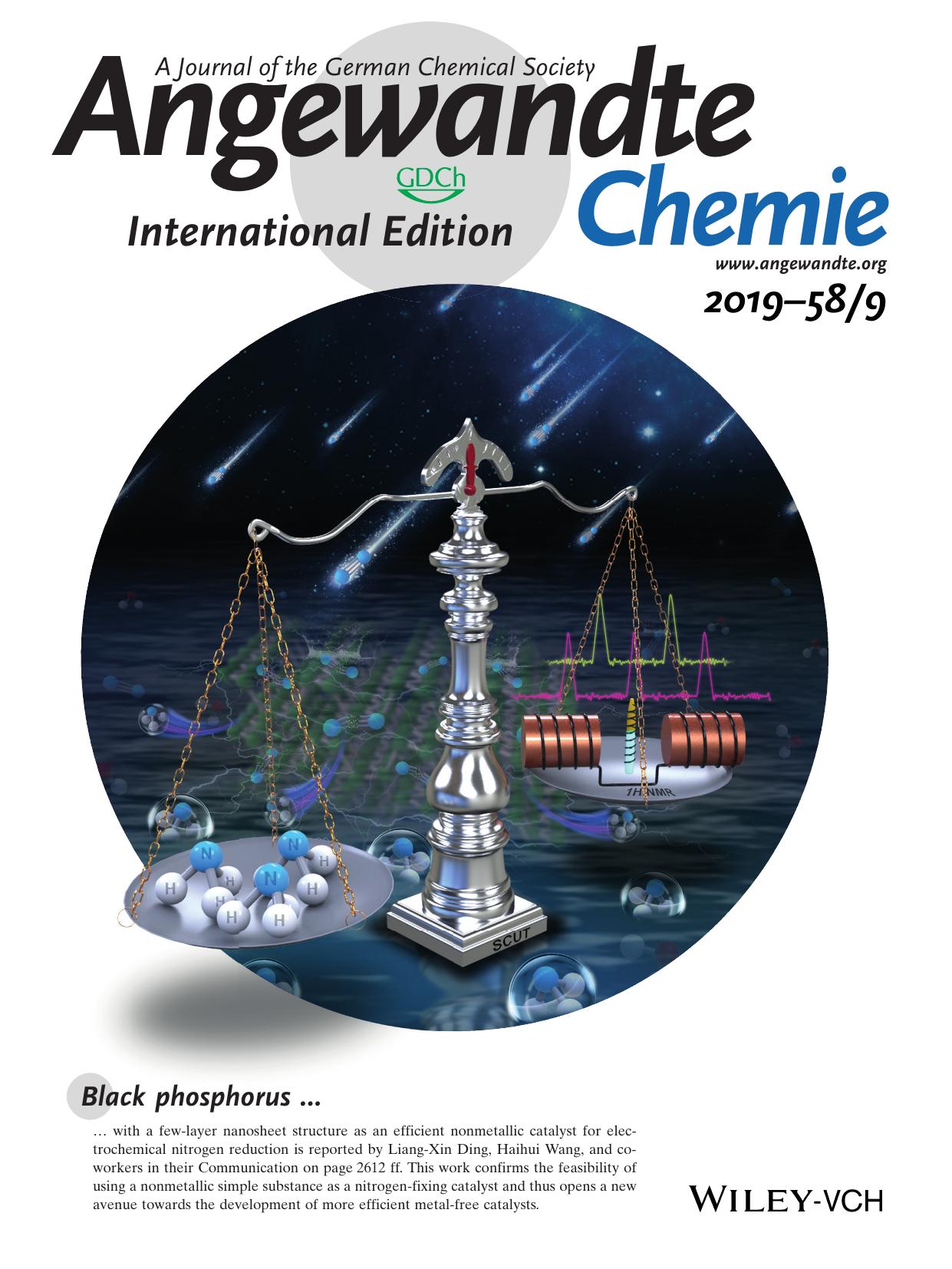 Inside Cover: Ammonia Synthesis Under Ambient Conditions: Selective Electroreduction of Dinitrogen to Ammonia on Black Phosphorus Nanosheets (Angew. Chem. Int. Ed. 92019) by Unknown