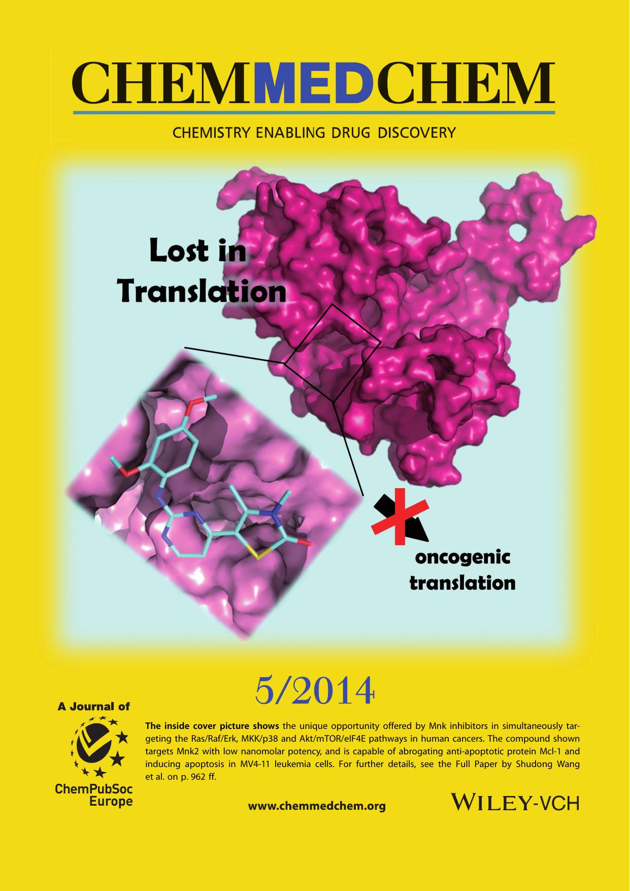 Inside Cover: Discovery of 5(2(Phenylamino)pyrimidin4yl)thiazol2(3H)one Derivatives as Potent Mnk2 Inhibitors: Synthesis, SAR Analysis and Biological Evaluation (ChemMedChem 52014) by Unknown