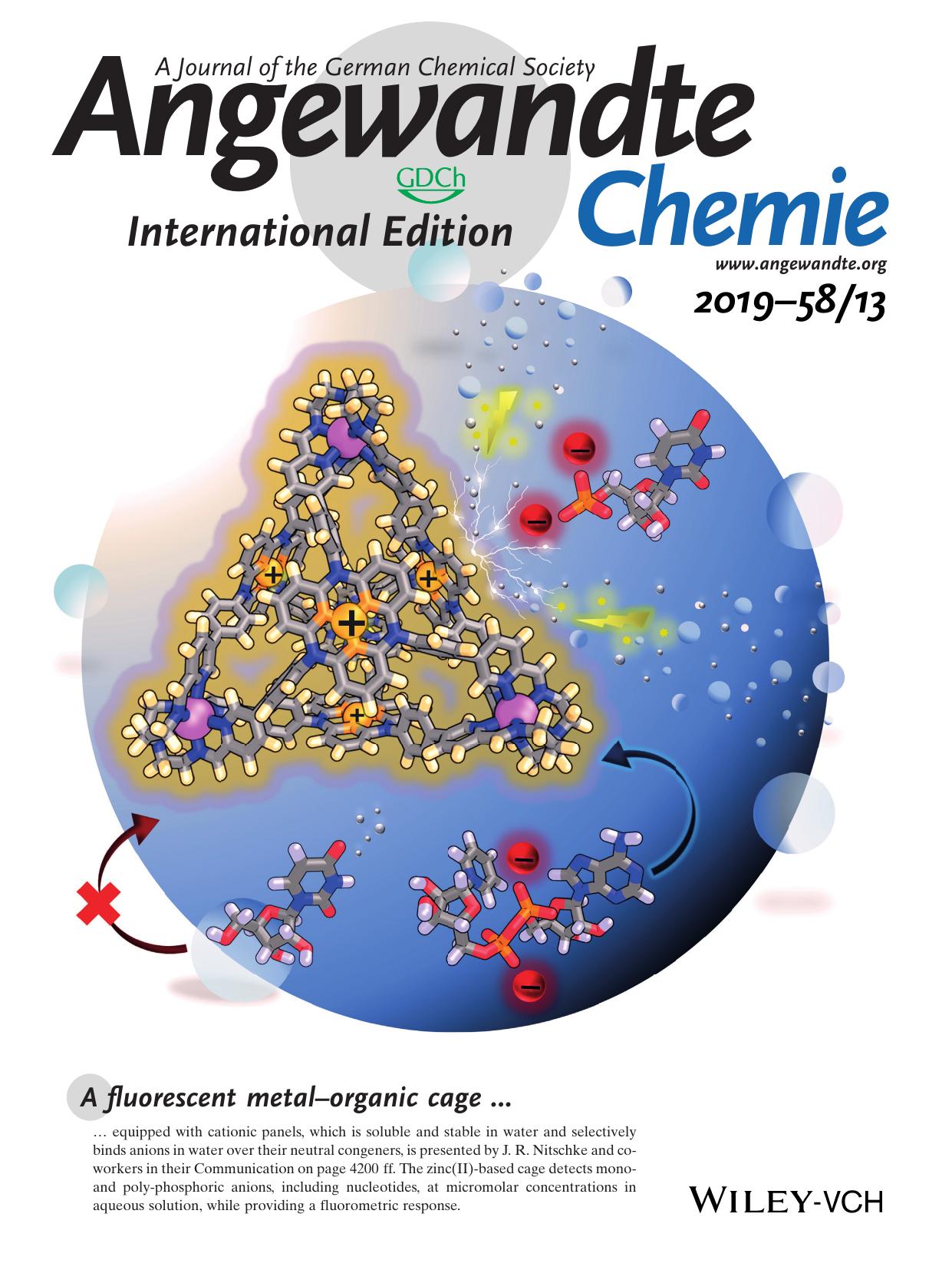 Inside Cover: Fluorometric Recognition of Nucleotides within a WaterâSoluble Tetrahedral Capsule (Angew. Chem. Int. Ed. 132019) by Unknown
