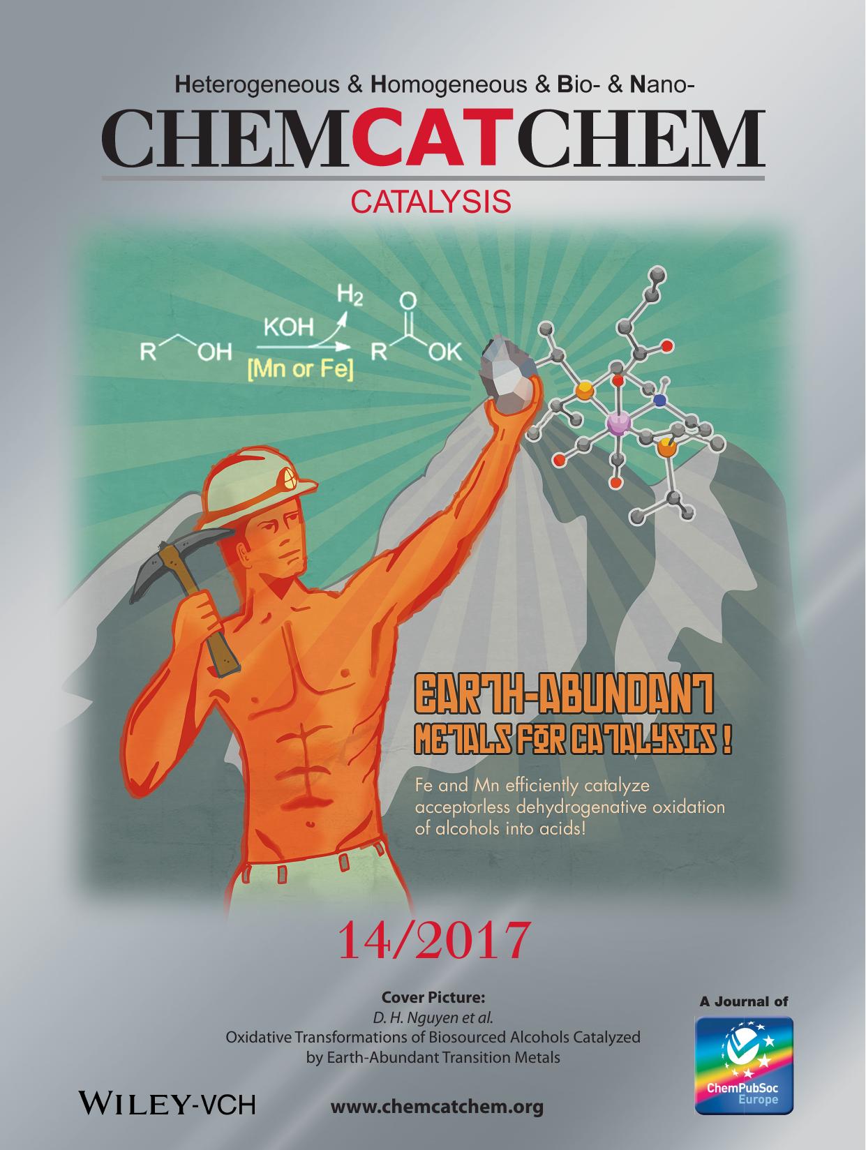Inside Cover: Oxidative Transformations of Biosourced Alcohols Catalyzed by EarthâAbundant Transition Metals (ChemCatChem 142017) by Unknown