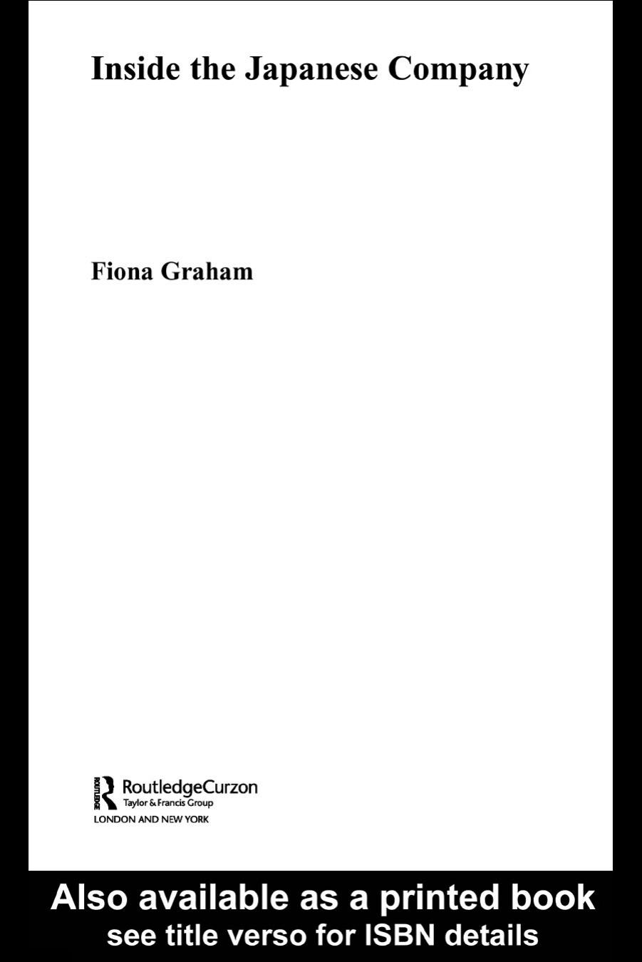 Inside the Japanese Company by Fiona Graham