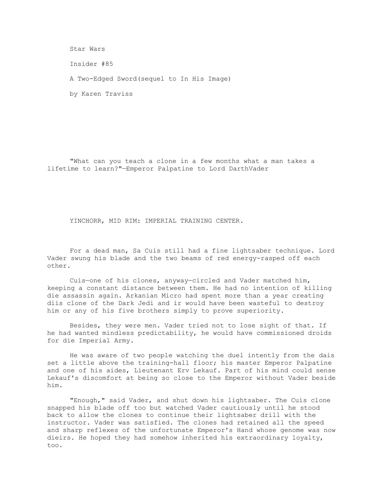 Insider Magazine 85 - A Two-Edged Sword by sequel to In His Image