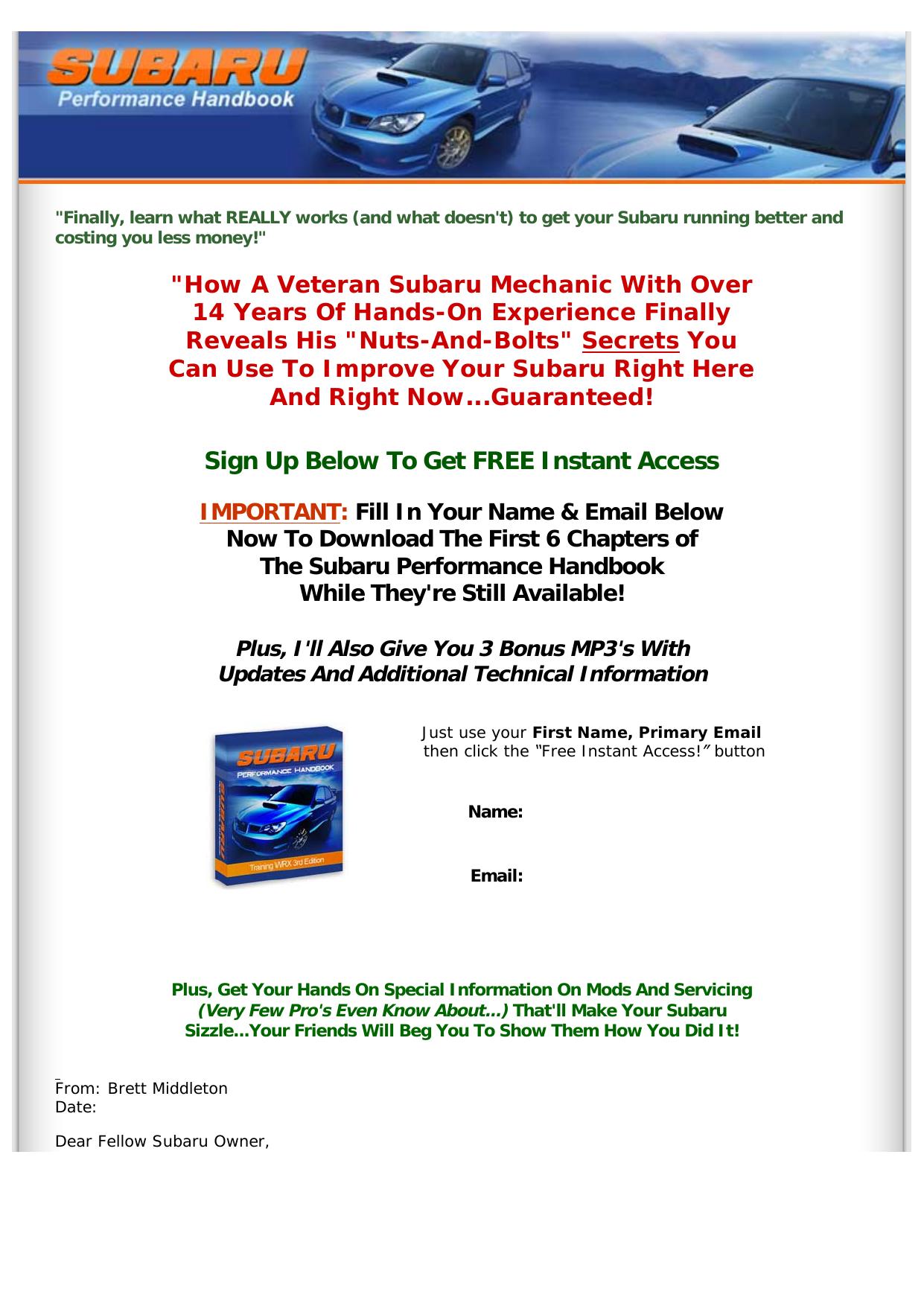 Insider Secrets Revealed - What Every Subaru Enthusiast Should Know. by Best of Kuszter's Collection