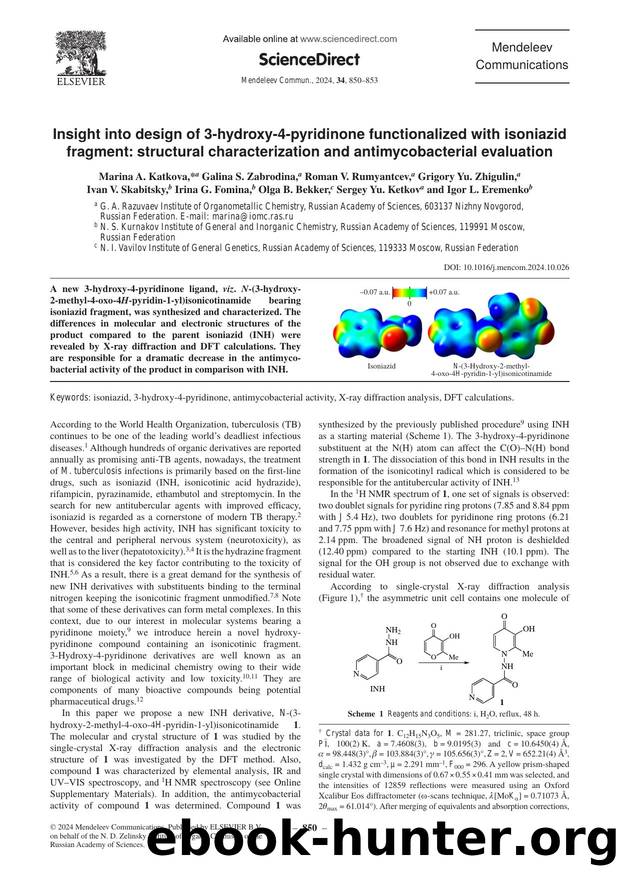 Insight into design of 3-hydroxy-4-pyridinone functionalized with isoniazid fragment: structural characterization and antimycobacterial evaluation by unknow
