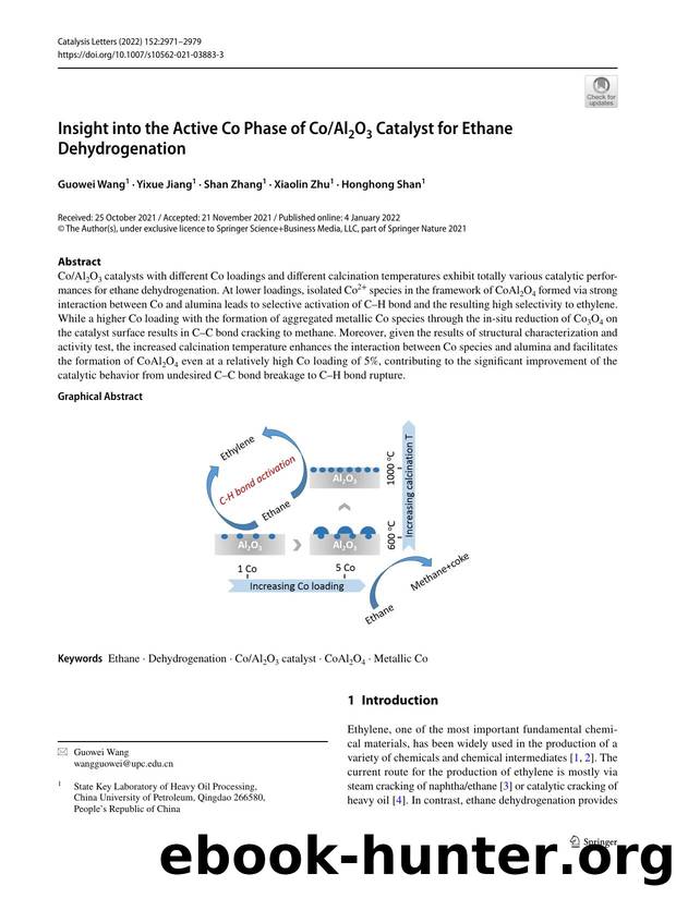 Insight into the Active Co Phase of CoAl2O3 Catalyst for Ethane Dehydrogenation by Guowei Wang & Yixue Jiang & Shan Zhang & Xiaolin Zhu & Honghong Shan