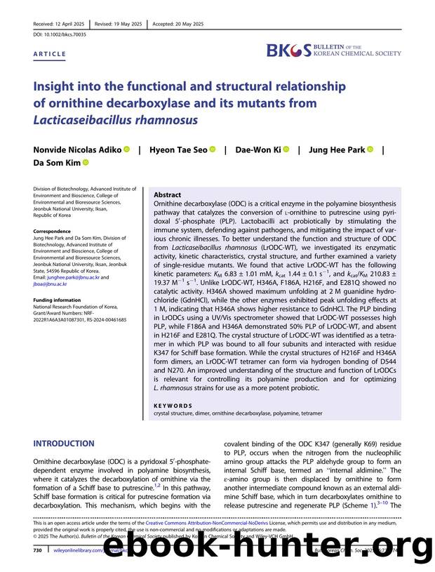 Insight into the Functional and Structural Relationship of Ornithine Decarboxylase and its mutants from Lacticaseibacillus rhamnosus by Unknown