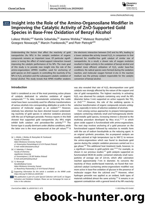 Insight into the Role of the AminoâOrganosilane Modifier in Improving the Catalytic Activity of ZnOâSupported Gold Species in BaseâFree Oxidation of Benzyl Alcohol by Unknown