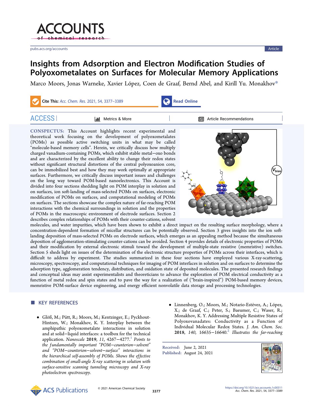 Insights from Adsorption and Electron Modification Studies of Polyoxometalates on Surfaces for Molecular Memory Applications by Marco Moors Jonas Warneke Xavier López Coen de Graaf Bernd Abel and Kirill Yu. Monakhov