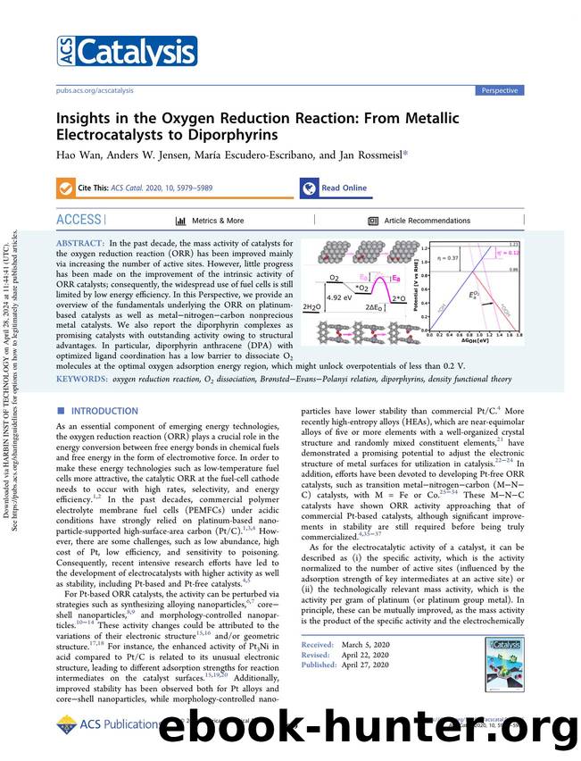 Insights in the Oxygen Reduction Reaction: From Metallic Electrocatalysts to Diporphyrins by Hao Wan Anders W. Jensen María Escudero-Escribano & Jan Rossmeisl