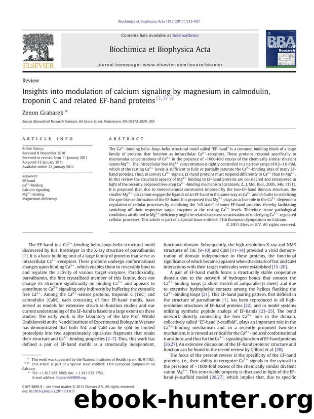 Insights into modulation of calcium signaling by magnesium in calmodulin, troponin C and related EF-hand proteins by Zenon Grabarek