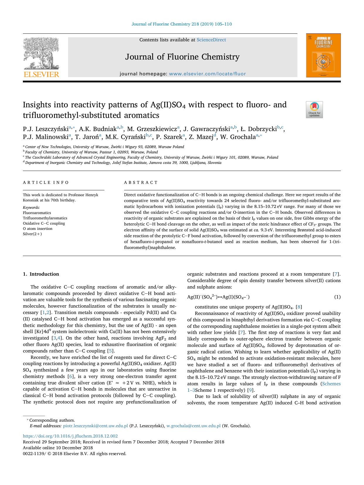 Insights into reactivity patterns of Ag(II)SO4 with respect to fluoro- and trifluoromethyl-substituted aromatics by unknow