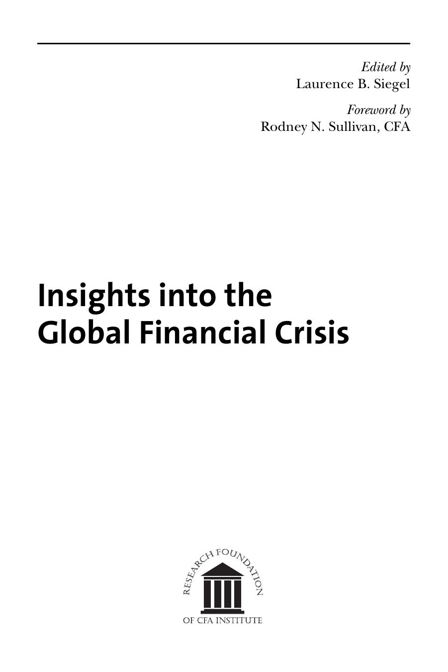Insights into the Global Financial Crisis (Full Monograph PDF) by lac