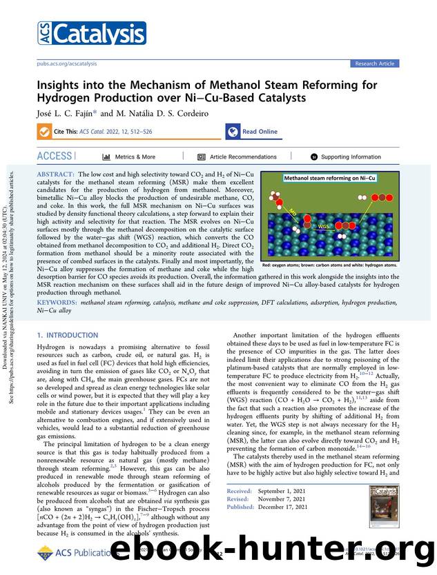 Insights into the Mechanism of Methanol Steam Reforming for Hydrogen Production over NiâCu-Based Catalysts by José L. C. Fajín & M. Natália D. S. Cordeiro
