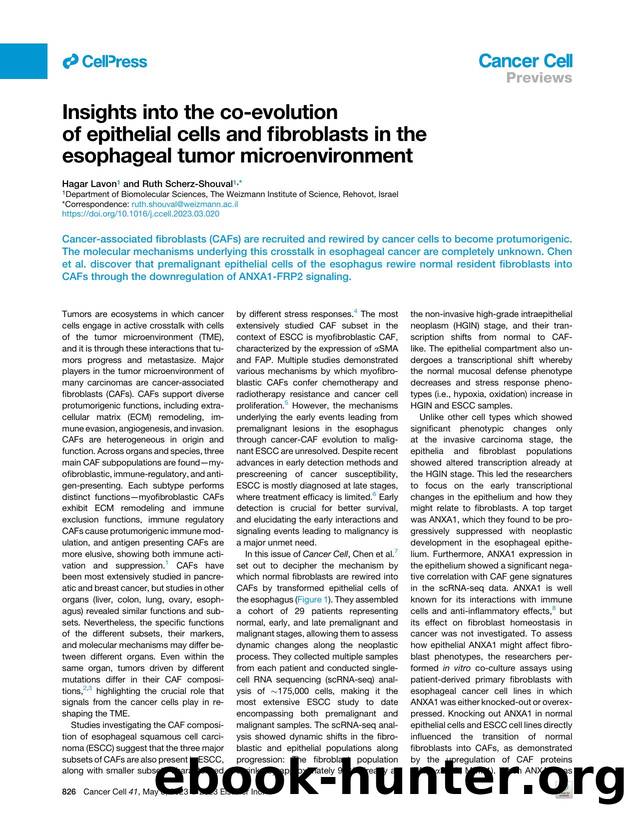 Insights into the co-evolution of epithelial cells and fibroblasts in the esophageal tumor microenvironment by Hagar Lavon & Ruth Scherz-Shouval
