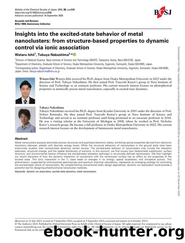 Insights into the excited-state behavior of metal nanoclusters: from structure-based properties to dynamic control via ionic association by Wataru Ishii & Takuya Nakashima