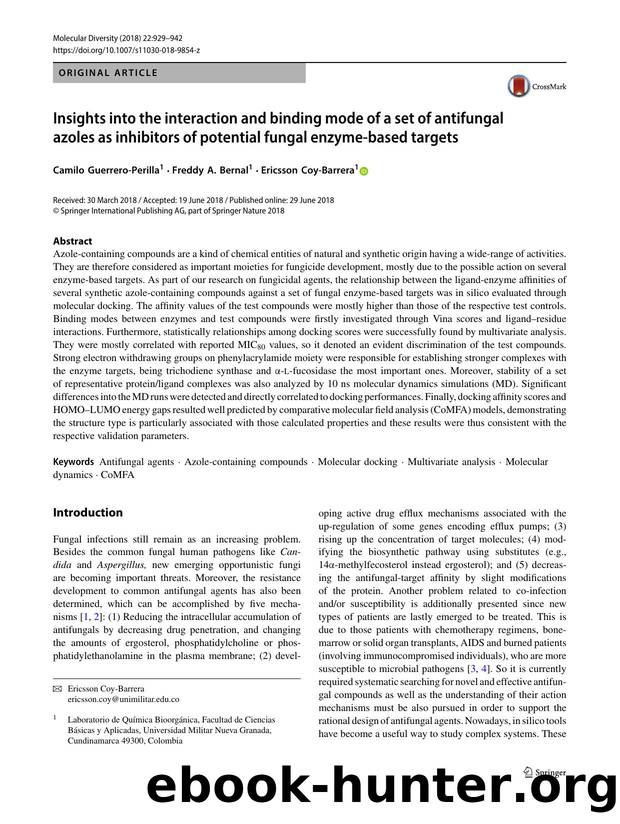 Insights into the interaction and binding mode of a set of antifungal azoles as inhibitors of potential fungal enzyme-based targets by Camilo Guerrero-Perilla & Freddy A. Bernal & Ericsson Coy-Barrera