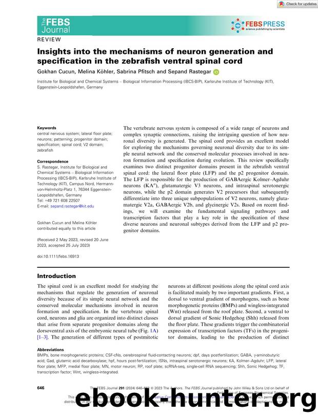 Insights into the mechanisms of neuron generation and specification in the zebrafish ventral spinal cord by Unknown