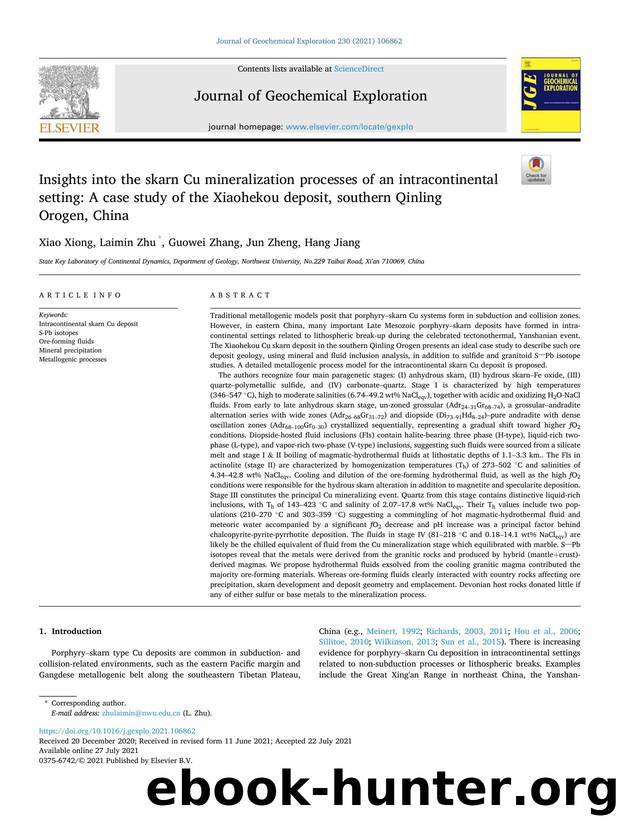 Insights into the skarn Cu mineralization processes of an intracontinental setting: A case study of the Xiaohekou deposit, southern Qinling Orogen, China by Xiao Xiong & Laimin Zhu & Guowei Zhang & Jun Zheng & Hang Jiang