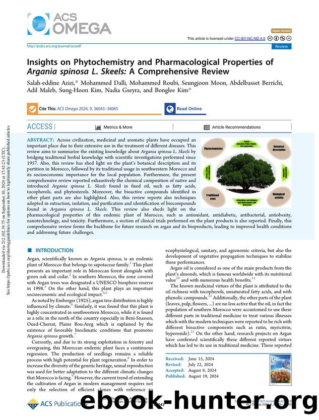 Insights on Phytochemistry and Pharmacological Properties of Argania spinosa L. Skeels: A Comprehensive Review by unknow