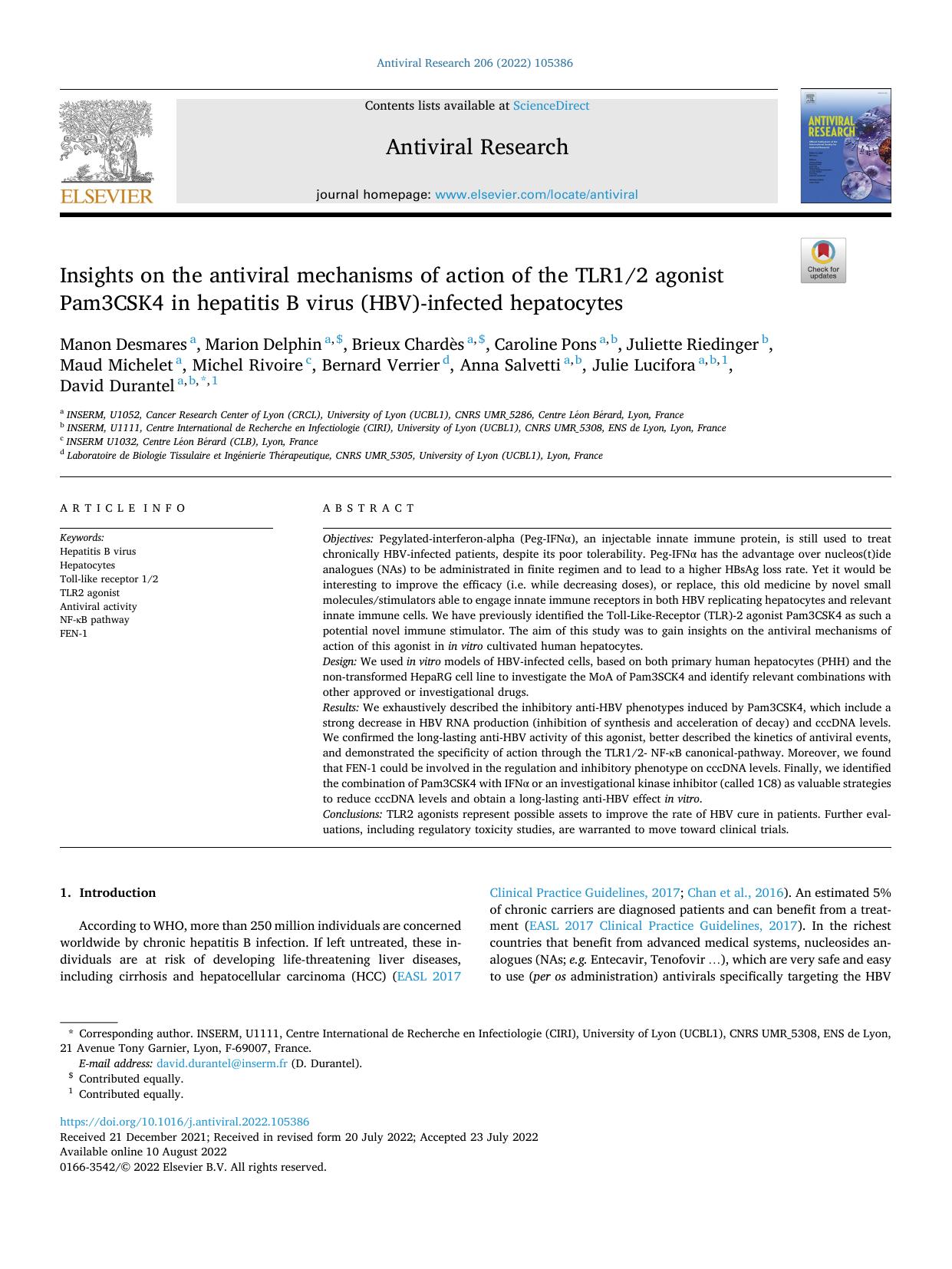 Insights on the antiviral mechanisms of action of the TLR12 agonist Pam3CSK4 in hepatitis B virus (HBV)-infected hepatocytes by unknow