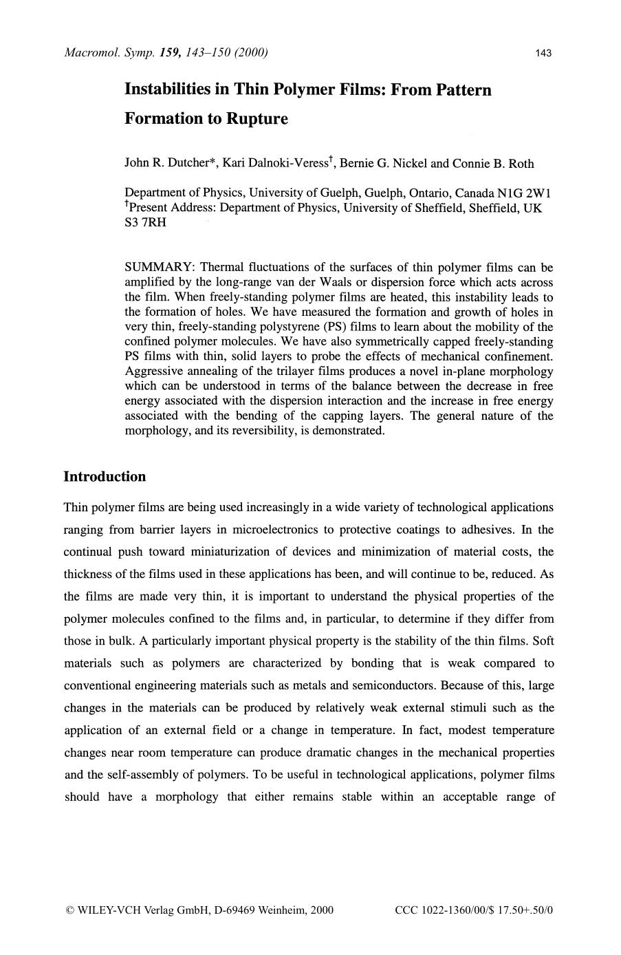 Instabilities in thin polymer films: from pattern formation to rupture by SOD