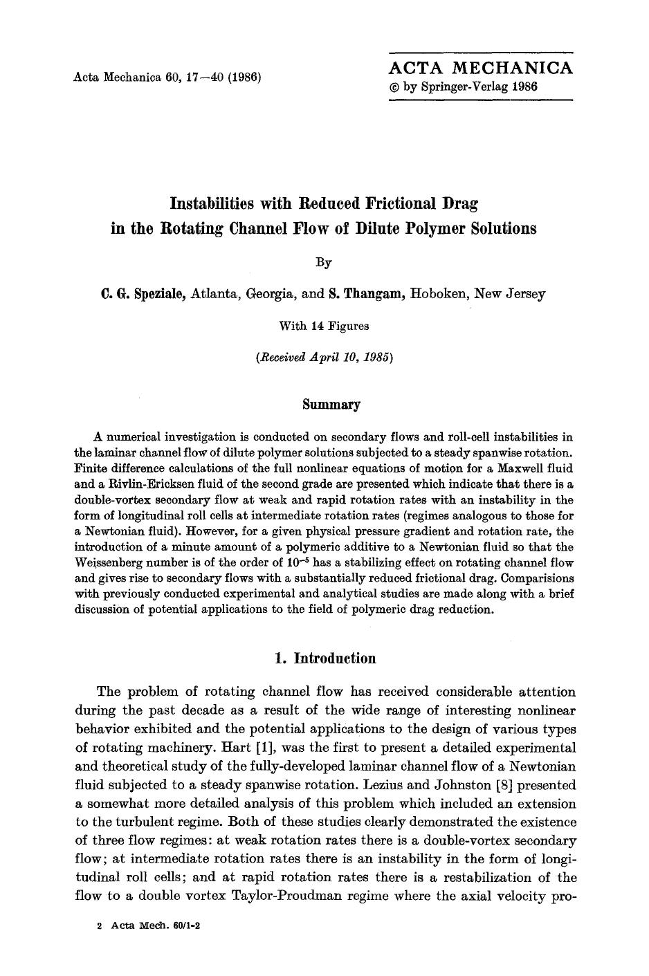 Instabilities with reduced frictional drag in the rotating channel flow of dilute polymer solutions by Unknown